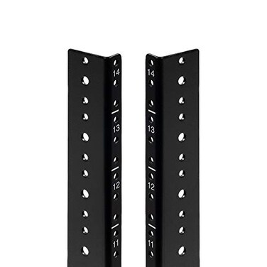 NavePoint 14U Vertical Rack Rail Pair DIY Kit with Hardware, Black