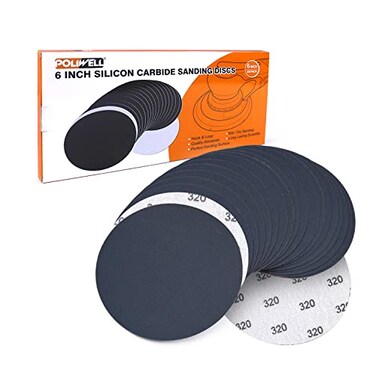 POLIWELL 20 Pack 6 Inch 150mm Silicon Carbide Sanding Discs