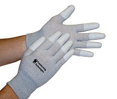 Transforming Technologies GL4502T Coated Finger Tip ESD Glove, Small, 12-Pack