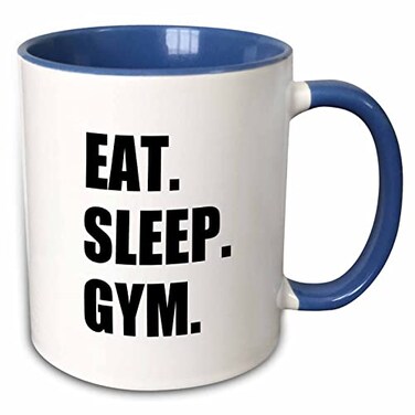 3dRose Eat Sleep Gym - text gift for exercisekeep 11oz Two-Tone Blue Mug