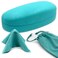 MyEyeglassCase Hard Sunglasses case - Large Glasses Case Holder in Smooth Turquoise - Eyeglass case hard shell with Drawstring Pouch and Cleaning Cloth unisex Medium - Large Frames ,AS113 Turquoise