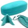 MyEyeglassCase Hard Sunglasses case - Large Glasses Case Holder in Smooth Turquoise - Eyeglass case hard shell with Drawstring Pouch and Cleaning Cloth unisex Medium - Large Frames ,AS113 Turquoise