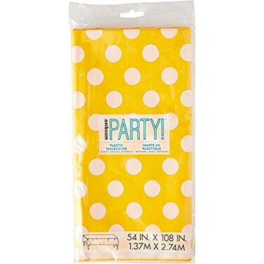 Unique Polka Dot Plastic Tablecloth, 108" x 54", Yellow