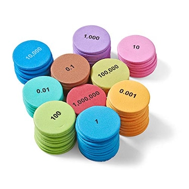 hand2mind Soft Foam Place Value Disks 10 Values, Counting Chips for Kids, Math Counters Kindergarten, Math Teacher Supplies, Base 10 Math Manipulatives for Elementary School ,Pack of 875