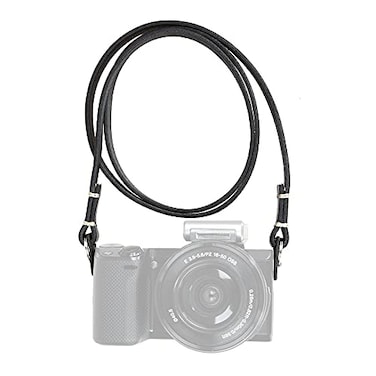 CANPIS Thin Full Leather Camera Neck Strap for Mirrorless CP003 BK