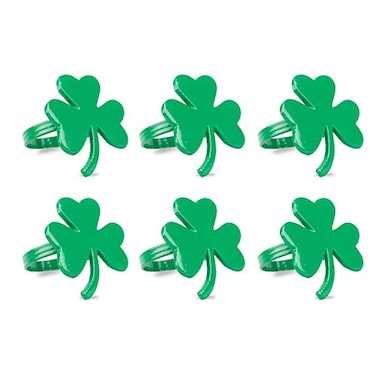 DII Decorative Unique Novelty Napkin Ring Set, St. Patrick's Shamrock, 6 Count