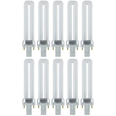 Sunlite 40501 PL7/SP41K Plugin U-Shaped Compact Fluorescent Lamp, 7 Watts, 360 Lumens, 4100K Cool White, 2-Pin ,G23Base, 10 Pack
