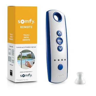somfy Telis 4 RTS Patio Remote - 5-Channel - Replacement Remote for Outdoor BlindsShades - Programmable My Function - Blue and Gray Finish -1810645