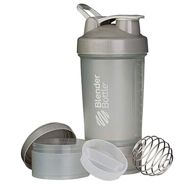 BlenderBottle ProStak Plastic Pill Organizer and Storage 22 oz Pebble Grey