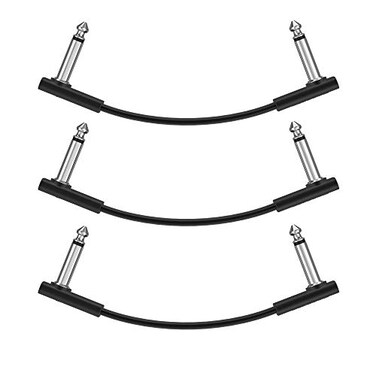Donner Flat Patch Cables for Guitar Effect Pedal 6 Inch Save Space Clear Sound 1/4" TS Right Angle 3 Packs