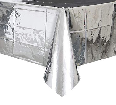 Unique Silver Foil Rectangular Table Cover ,54" x 108"1 Count - Elegant DesignPremium Quality, Ideal For Parties, EventsEveryday Use