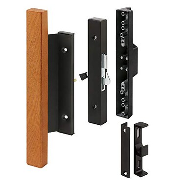 Prime-Line C 1105 Black Diecast with Hardwood Handle Surface Hook Sliding Patio Door Pull ,Single Pack