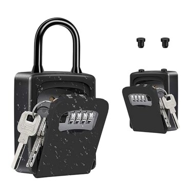 ZHEGE Lock Box, 4 Digit Combination Key Storage Lock Box for Door ,Black
