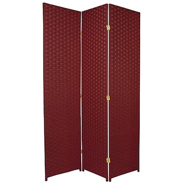 Red Lantern 6 ft. Tall Woven Fiber Room Divider - Special Edition - Burdy - 3 Panel