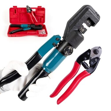 Muzata Cable Railing Crimping Tool Hydraulic Crimper with Wire Cutter CK12