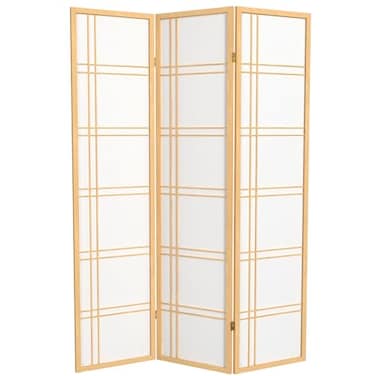 Red Lantern 6 ft. Tall Double Cross Shoji Screen - Natural - 3 Panels