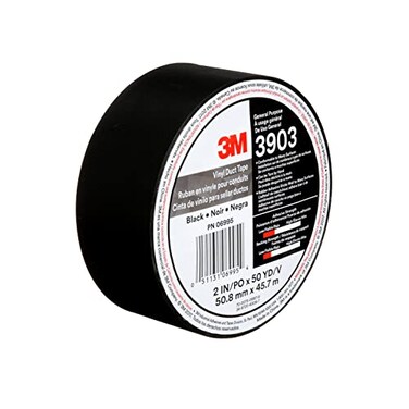 3M Vinyl Duct Tape 3903, Black, 2 in x 50 yd, 6.5 mil, 1 Roll
