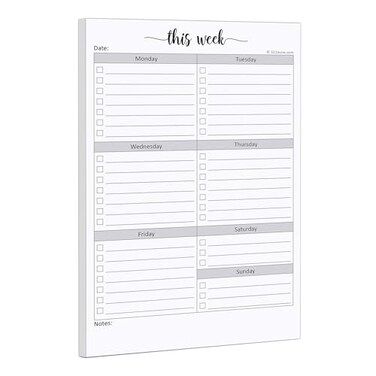 321Done Weekly Checklist Notepad, 5.5x8.5 Inches, 50 Sheets, Undated