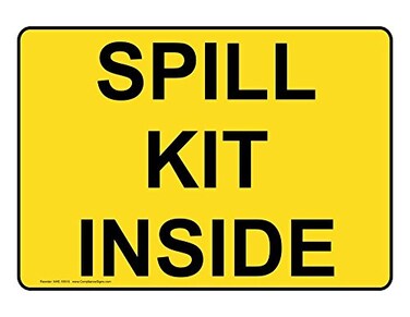 ComplianceSigns Spill Kit Inside Label Decal, 10x7 inch Vinyl for Facilities