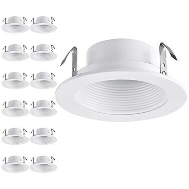 TORCHSTAR 12-Pack 4 Inch Recessed Light Trim, Step Baffle, White