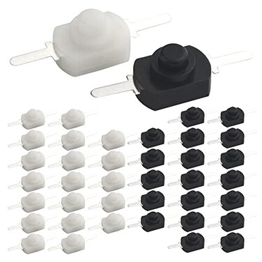 WMYCONGCONG 40 PCS Latching Push Button Switch Micro On Off Switch DC 30V 1A for Torch Flashlight Light Lamp Wall Outlet, White and Black