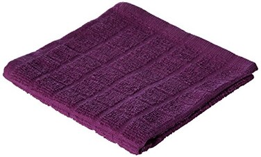 DII Basic Terry Collection Solid Windowpane Dishcloth Set, 12x12, Eggplant, 6 Piece