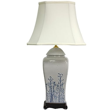 Red Lantern 26" BlueWhite Spring Forest Porcelain Vase Lamp