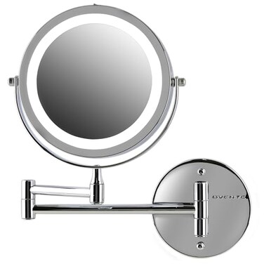 OVENTE 7" Wall Mounted Lighted Makeup Mirror, Polished Chrome MFW70CH1X7X