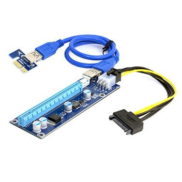 Chenyang PCI-Express X1 to X16 GPU Riser Card Adapter with USB 3.0¼† SATA Power Cable