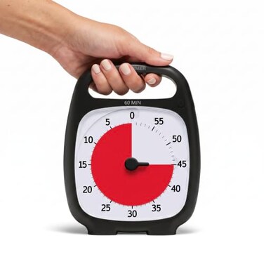 TIME TIMER Plus 60 Minute Desk Visual Timer - Countdown Timer with Portable Handle for Classroom, Office, Homeschooling, Study Tool with Silent Operation ,Charcoal