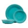 FiestaClassic Rim 3-Piece Dinnerware Set&ldquo; Durable Ceramic, Lead-Safe, Dishwasher/Microwave/Oven Safe&ldquo; Made in USA Dinnerware - Turquoise