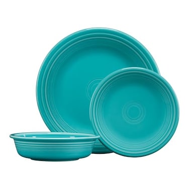 FiestaClassic Rim 3-Piece Dinnerware Set&ldquo; Durable Ceramic, Lead-Safe, Dishwasher/Microwave/Oven Safe&ldquo; Made in USA Dinnerware - Turquoise