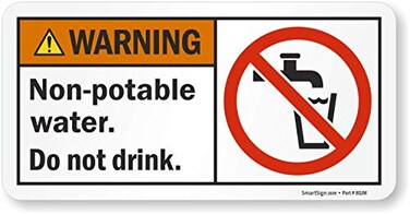 SmartSign "Warning - Non-Potable Water, Do Not Drink" Label5" x 10" Laminated Vinyl