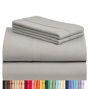 LuxClub Queen Size Sheet Set, CoolingSoft Deep Pocket Bed Sheets, 4PC
