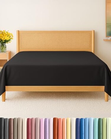 CGK Unlimited King Flat Sheet - Single Top Flat Sheet Only - BreathableCooling - Black