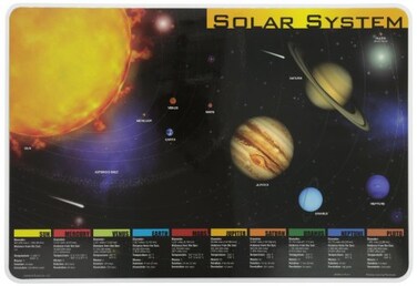 Painless Learning Solar System Placemat, Black, Yellow,White, 1 Count ,Pack of 1