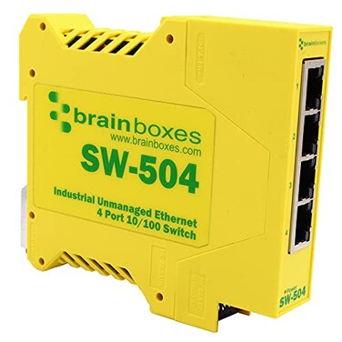 Brainboxes Switch - 4 Ports - DIN Rail mountable ,SW-504