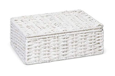 ARPAN Paper Rope Storage Basket Box with Lid-White, Small