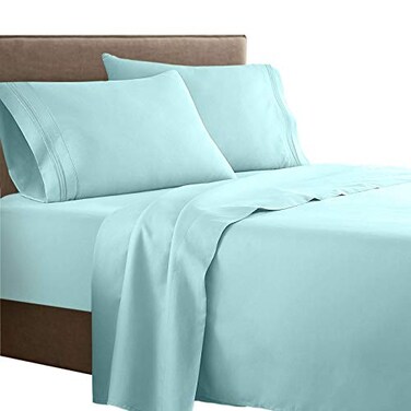 Clara ClarkSupreme 1500 Collection 4pc Bed Sheet Set - Full ,DoubleSize, Light Blue Aqua