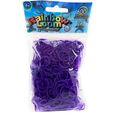 Rainbow LoomPurple Rubber Bands with 24 C-Clips ,600 Count