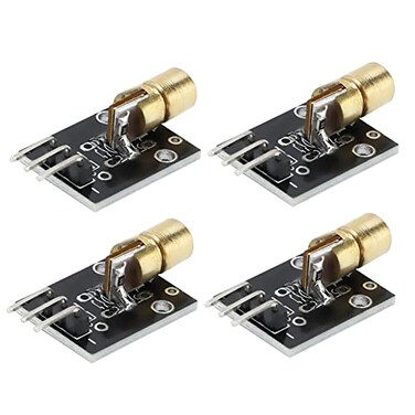YWBL-WH 4 Pcs 3 Pin 650nm Red Transmitter Module Dot Diode Copper Head Sensor Module for Sensor Projects