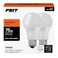 Feit Electric LED Light Bulbs - A19 75W Equivalent, 80 CRI - 2700K, 2 Pack