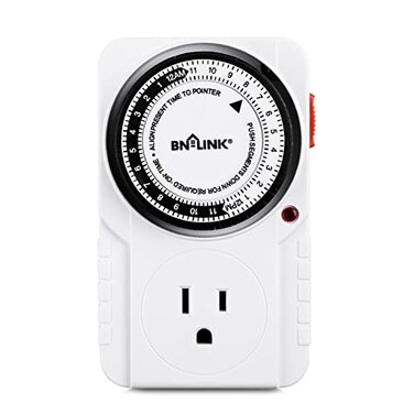 BN-LINK 24-Hour Heavy Duty Mechanical Timer Outlet,Indicator Light, 3-Prong