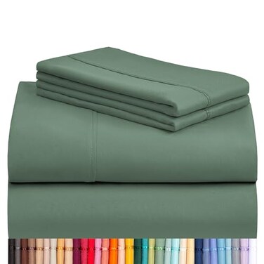 LuxClub King Size Sheets Set, CoolingSoft Deep Pocket Bed Sheets, 4PC