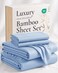 Hotel Sheets Direct 4 Piece Bed Sheet Set King Size, 100% Viscose Derived from Bamboo Sheets Set with 2 Pillowcases, CoolingBreathable Luxury Bedding, Moisture-WickingSilky Soft, Light Blue
