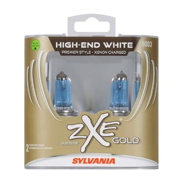 SYLVANIA 9003 ,HB2, H4SilverStar zXe GOLD Halogen Headlight Bulb, 2 Bulbs