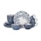 Pfaltzgraff Gabriela Blue 16-Piece Dinnerware Set, Service for 4, Durable Stoneware Plates, Bowls, and Mugs with Elegant Blue Pattern, Dishwasher Safe