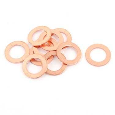 uxcell 10pcs 10mm x 16mm x 1mm Flat Ring Copper Crush