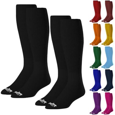 Rawlings Womens Athletic Baseball Socks 2 Pair ,Medium/Black, Black, Medium US