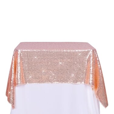 PartyDelight Rose Gold Sequin Tablecloth 50x50 Inch Square